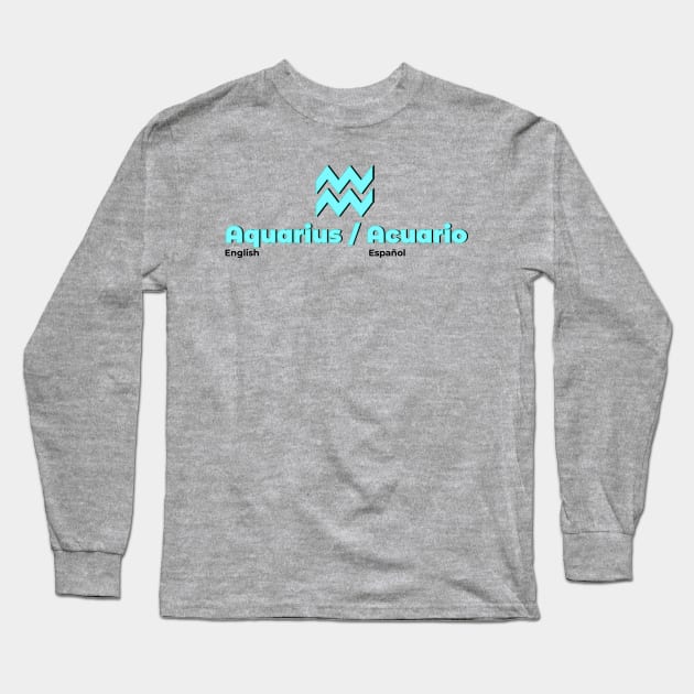 Aquarius Power Color- Electric Blue & Turquoise Long Sleeve T-Shirt by MiamiTees305